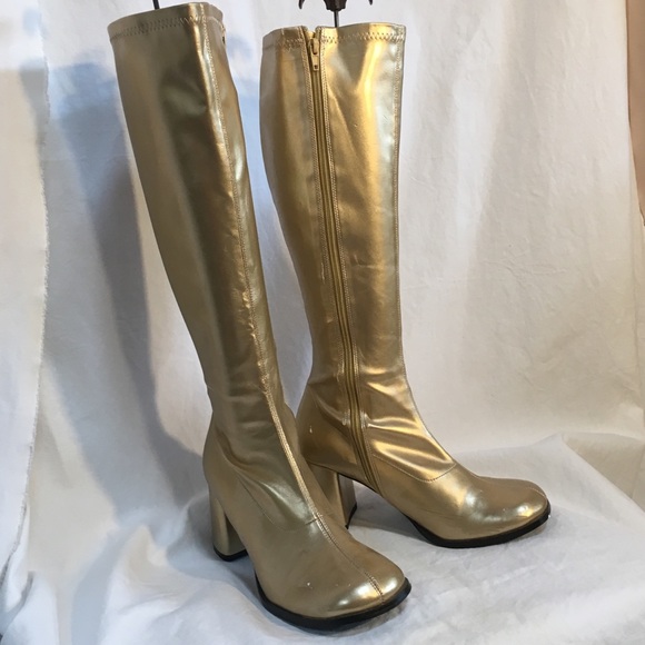gold platform gogo boots
